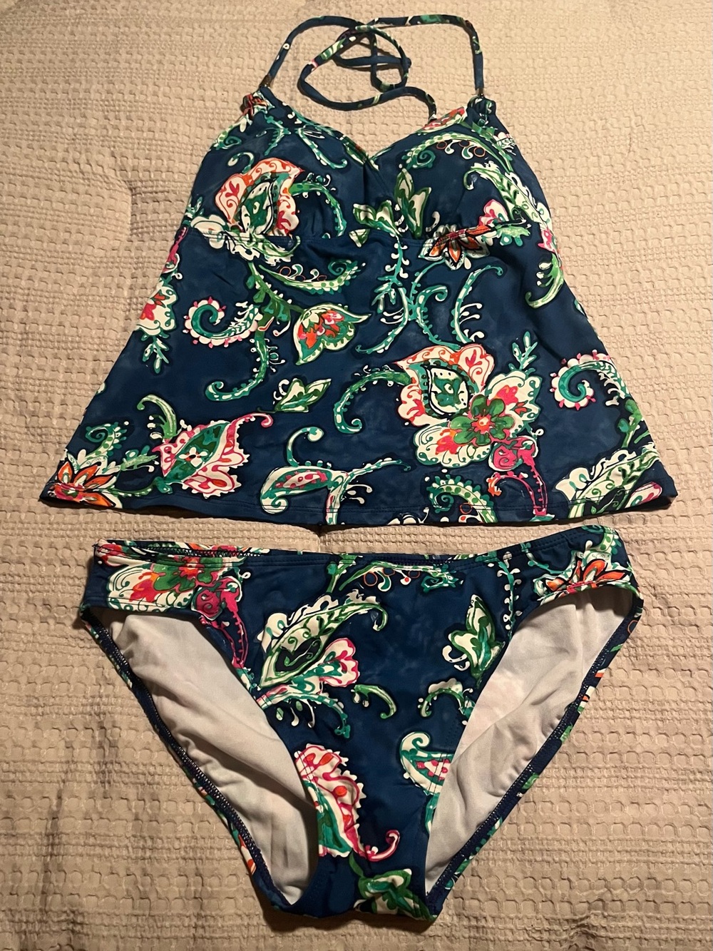 Ralph Lauren Navy Floral Paisley Tankini Bikini Set